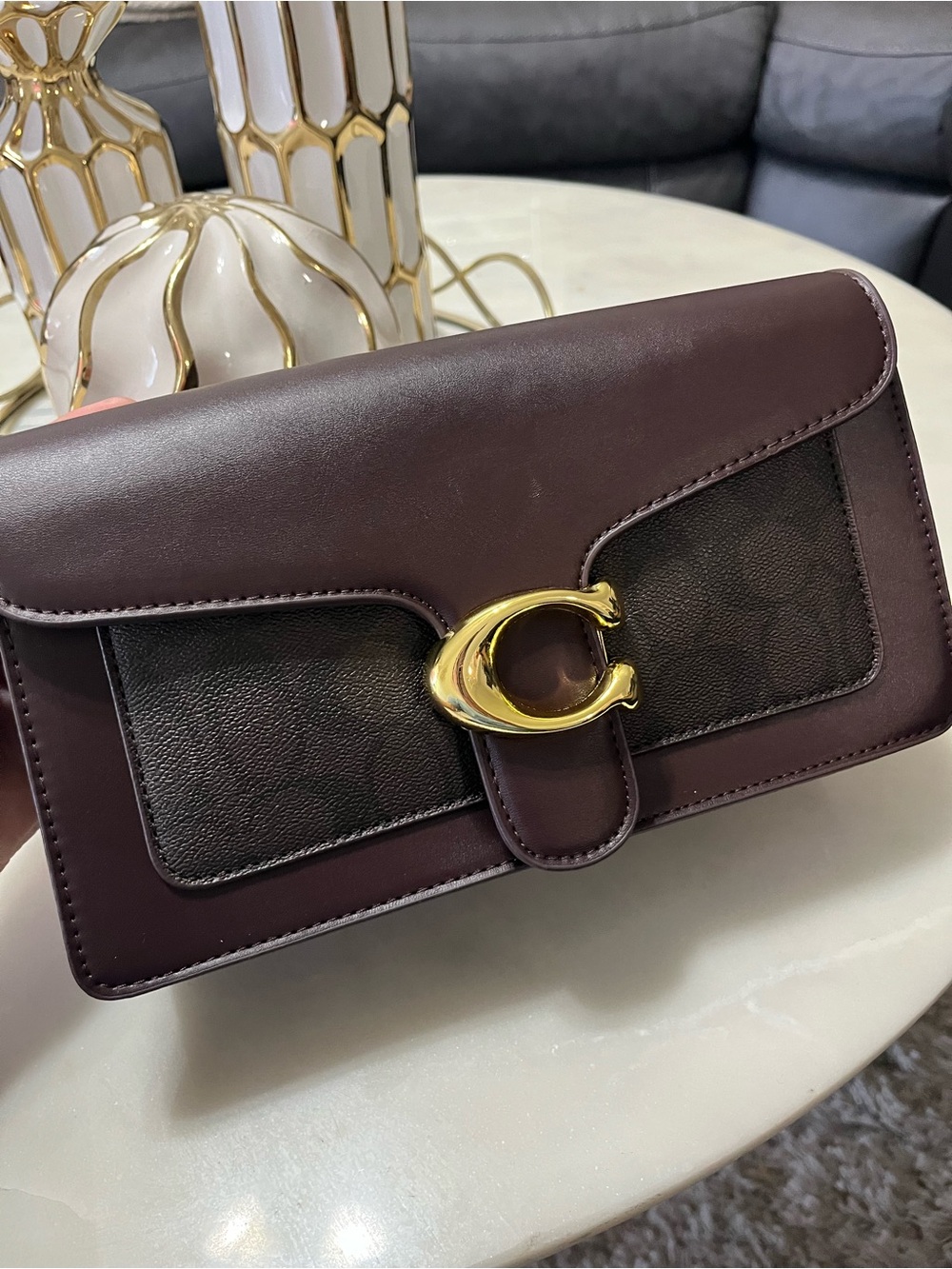 Coach Wristlet Clutch in Burgundy with Gold 'C' Hardware
